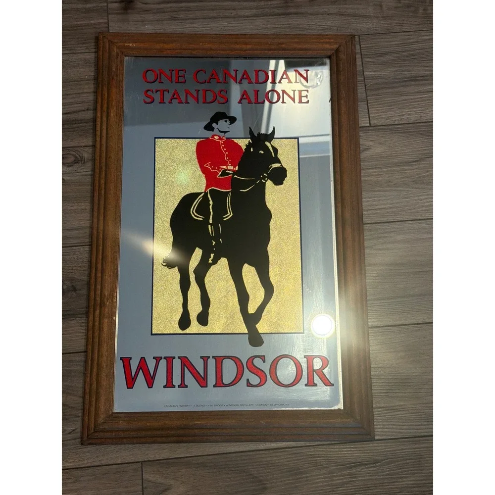 Vintage Windsor Canadian Whisky Bar Mirror One Canadian Stands Alone 23x15